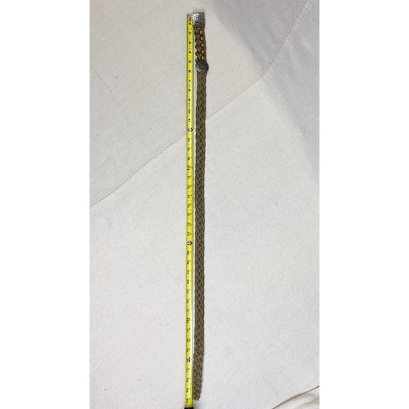 Marjorie Baer SF Green Woven Brass Stud Braided Belt OS